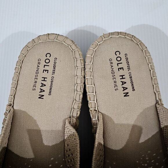 Cole Haan Cloudfeel Stitchlite Mule Espadrille Sesame Tan Gold Knit Size 7.5 - Picture 7 of 13